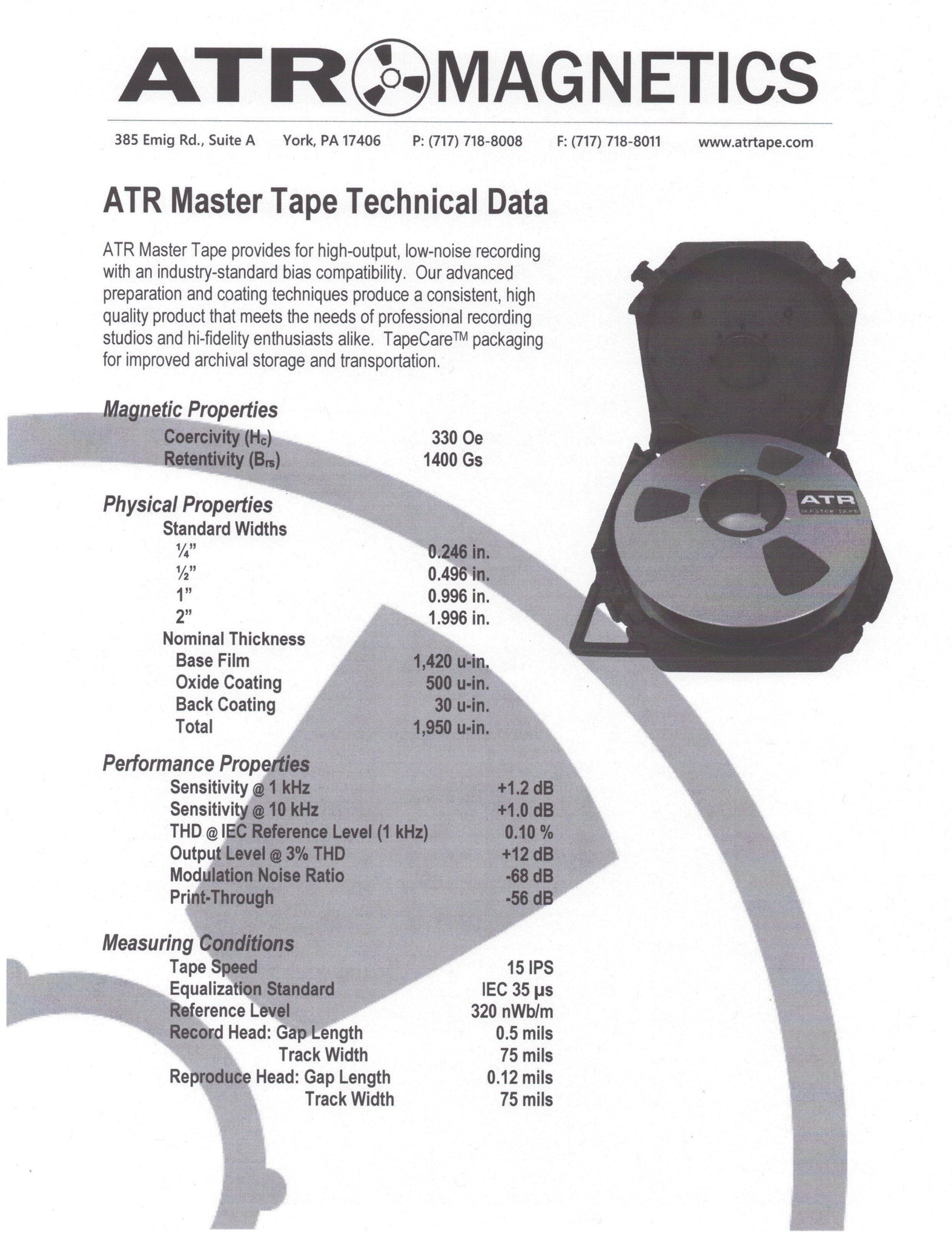 ATR Master Tape 1/4" x 2,500' 10.5" NAB Metal Reel Tape Care Box