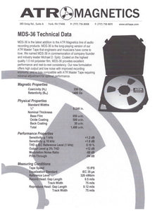 ATR MDS-36 Tape 1/4 x 3600' 10.5 NAB Metal Reel Tape Care Box –